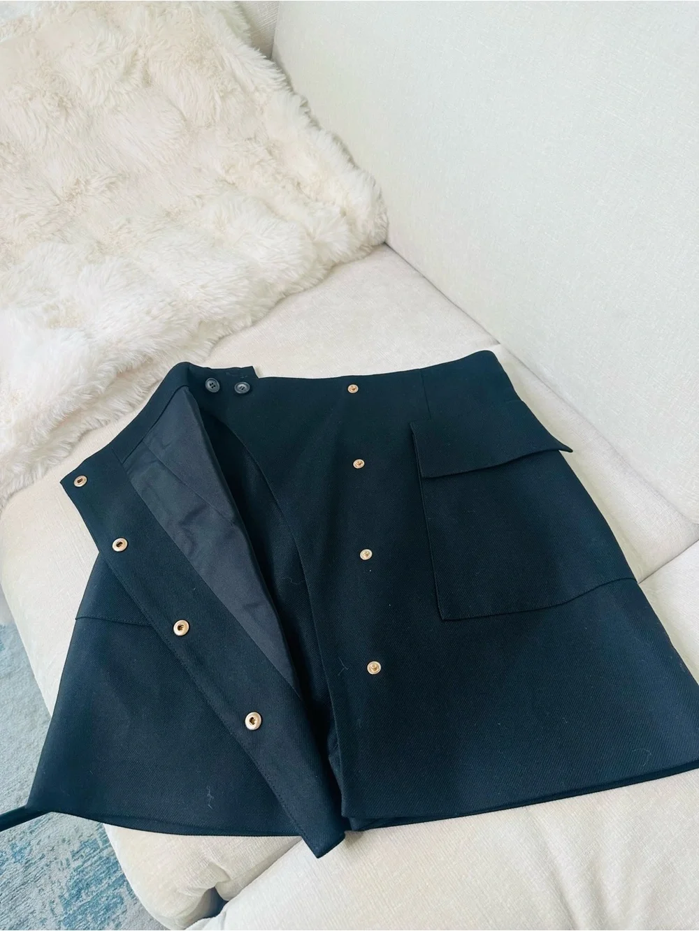 Black Button-Front A-Line Skort size XS MARSEGO - Picture 6 of 13